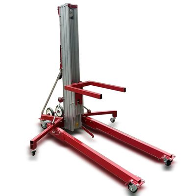 Outrigger Footprint 1.70*1.67 Human Hand Cranked Aluminium Alloy Lift Dengan Tinggi Platform Max 9m